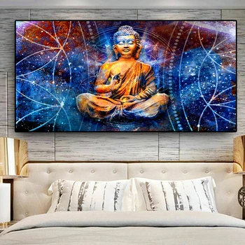 

Abstract Psychedelic Zen Lord Buddha Oil Painting on Canvas Cuadros Religious Posters and Prints Wall Picture For Living Room