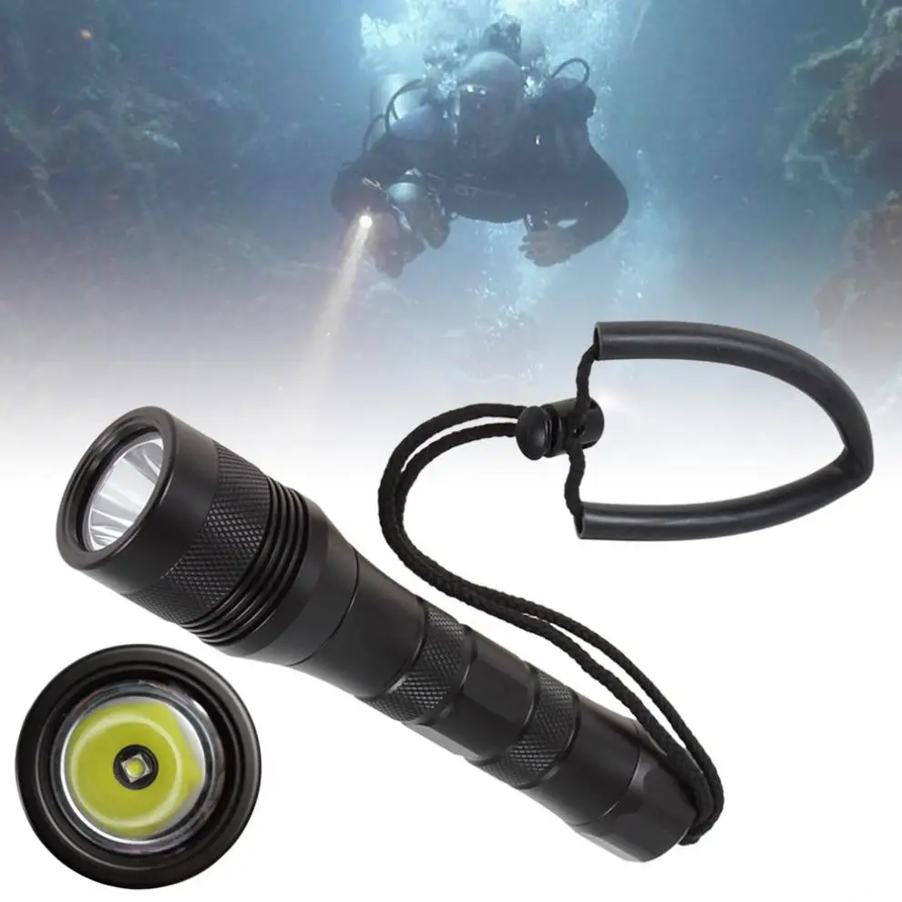 Professional Flashlight 1050Lm XM-L2 U4 LED 150M Depth Diving Flashlight with Head Mechanical Rotary Switch for Outdoor Camping