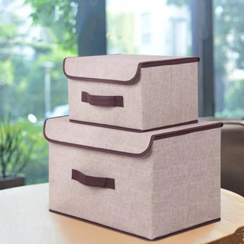 2 Sizes Folding Clothes Storage Box With Cap Non-woven Fabric Container Cosmetics Bin Household Sock Toy Sundries Organizer | Дом и сад