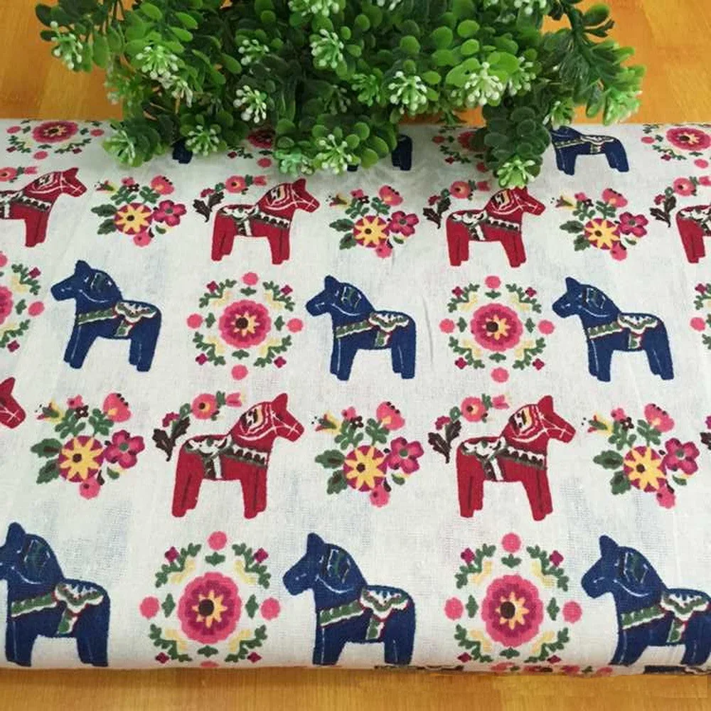 

Printed Flower Trojan Linen Cotton Fabric (in Meters) Retro Nostalgic Sewing Crafts DIY Luggage Bags Table Cloth Pillow Cloth