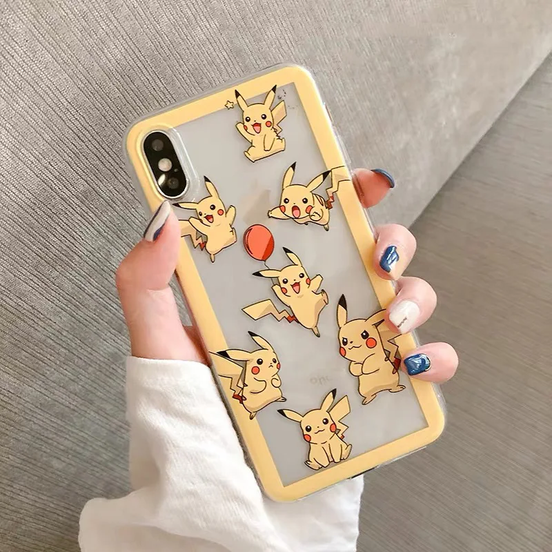 Мультяшные карманы Монстры чехол с покемонами чехол для iPhone X XS Max XR 8 7 6 Plus Мягкий Силиконовый ТПУ lightnings coque - Цвет: B