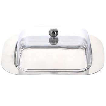 

ABSS-Plastic+Stainless Steel Cream Dishwasher Container Cheese Server Storage Tray With Cover, Kitchenware Butter Container