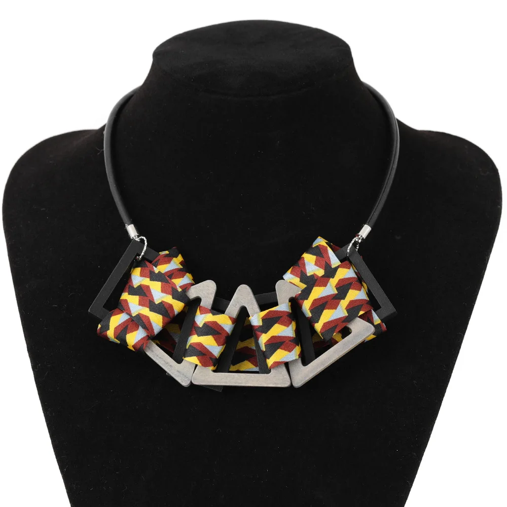 

Fashion Bohemian Wooden Fabric Pendant Necklace Jewellery for Women Korean Style Statement Chunky Blue Cuval Kumas Free Shipping