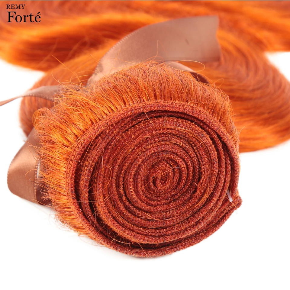 Blonde Orange Brazilian Body Wave Hair Weave Bundles Orange Body Wave Human Hair Extension 8-28Inch 100% Remy