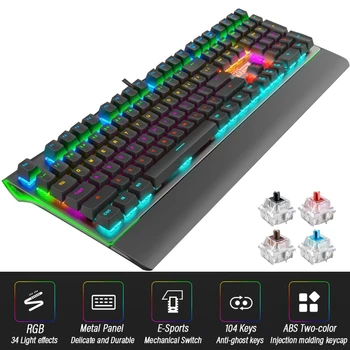 

Wired Mechanical Keyboard English Layout 104-Keys Backlit Anti-Ghosting Gaming Keyboard Blue/Black/Tawny/Red Mechanical Switch