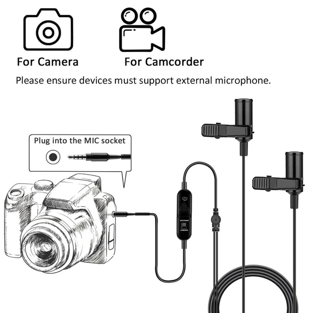 Universal Professional Lavalier Microphone Omnidirectional Mic for  Smartphone, PC, Laptop, Camera, DSLR, Audio Recorder