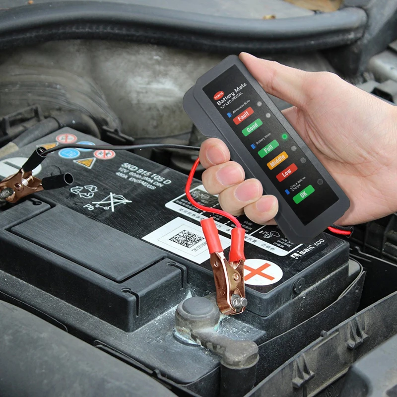 ¡Caliente! Probador de batería de coche, Mini probador de 12V, herramienta de diagnóstico de batería de coche, alternador Digital, pantalla de 6 luces LED