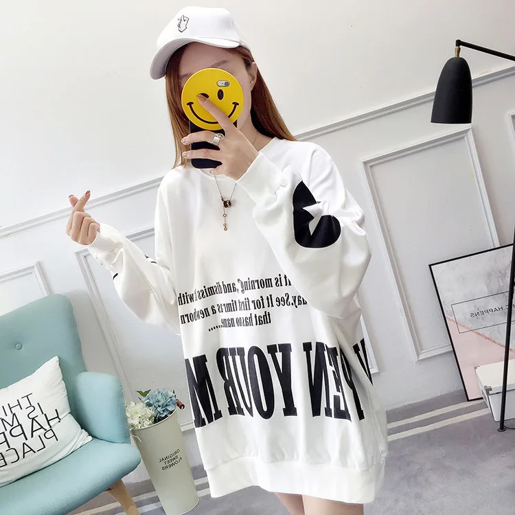 Осенняя толстовка с рукавами «летучая мышь» Harajuku, большие размеры, Длинные студенческие Свободные толстовки в стиле хип-хоп, женские красные/черные/белые