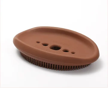 F48 Oval Brown FEIGO, новинка, двойное использование, силиконовая мыльница, мыльница, силиконовая мыльница, инструмент для очистки и сухой поднос, кухонные аксессуары для ванной комнаты F48 - Цвет: F48 Oval Brown