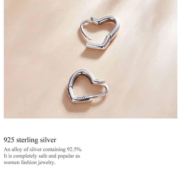 gold ring for men bamoer 925 Sterling Silver Simple Retro Metal Love Earrings Gold Heart Buckle Earrings for Women Wedding Fashion Jewelry SCE1174 nose pin