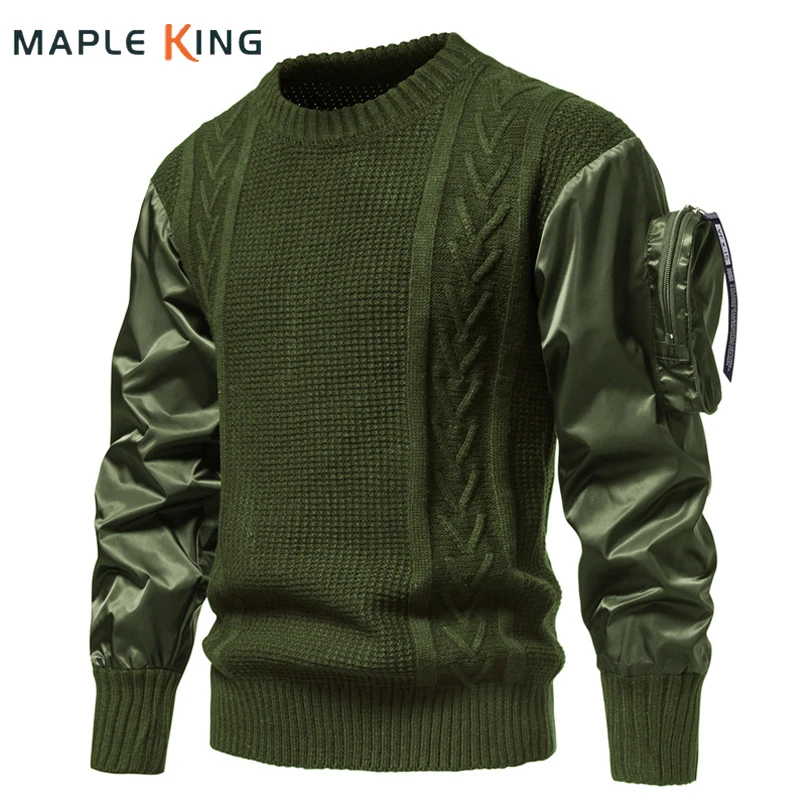 submariner jumper Army Sweater Men Tactical Military Outdoor Patchwork Arm Pocket Designer Pullover Jumper Sweaters Mens Jersey Hombre Streetwear the dude cardigan