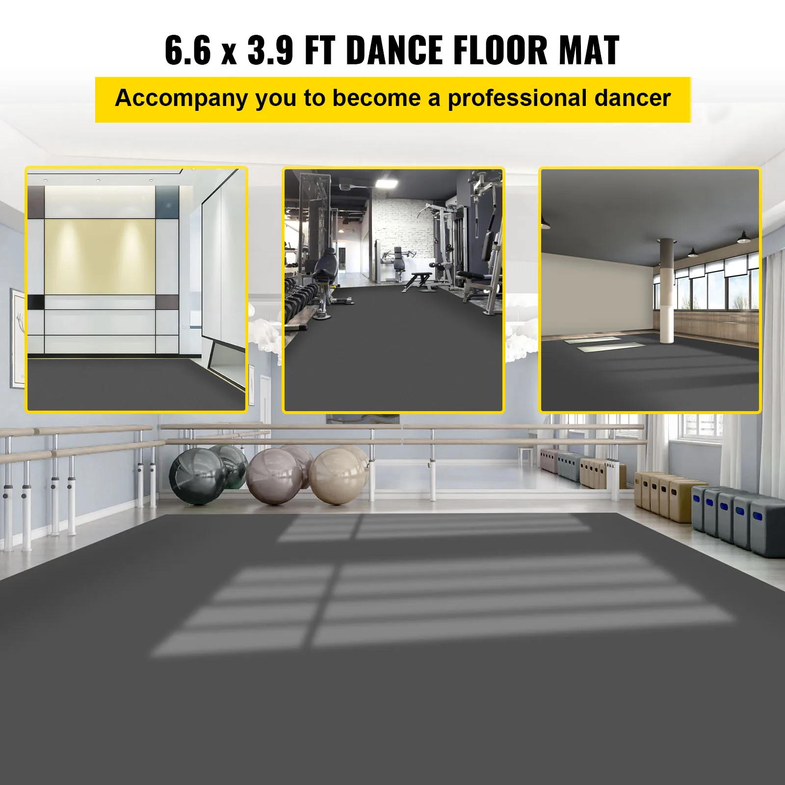 VEVOR Bodenbelag aus PVC+Vinyl Fußboden 2,4m² Abdeckungsfläche Vinylboden 1,5mm  Stärke 2x1,2m Größe Wasserfest Rutschfest Schneidbar Grau/Schwarz Ideal für  Heimstudios Tanzstudios Fitnessstudios - AliExpress