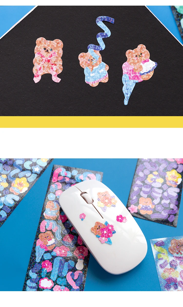 2 Sheets/lot Laser Bling Ribbon Scrapbook Stickers Confetti Decoration DIY Photo for Journal Diary Album Stationery