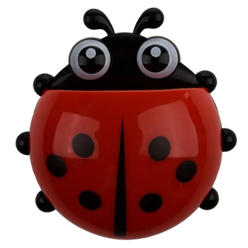 

Convenient Bathroom Toothbrush Stuff Ladybug Wall Suction Holder-Red