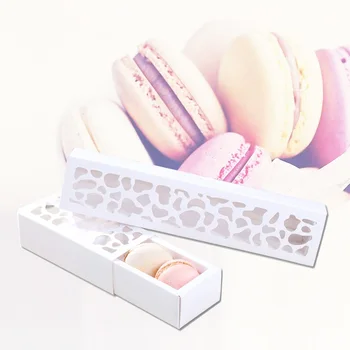 

20pcs White Hollow Macarons Box Cookie Package Baking Small Cake Box for Chocolate Muffin Biscuits Luxury Wedding Party Decor