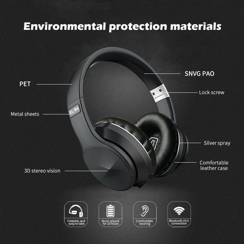 Foldable Bluetooth Headphone Wireless Bluetooth Headset Microphone Bass 3D Stereo Gaming Headphone For Phone PC Laptop MP3 Music