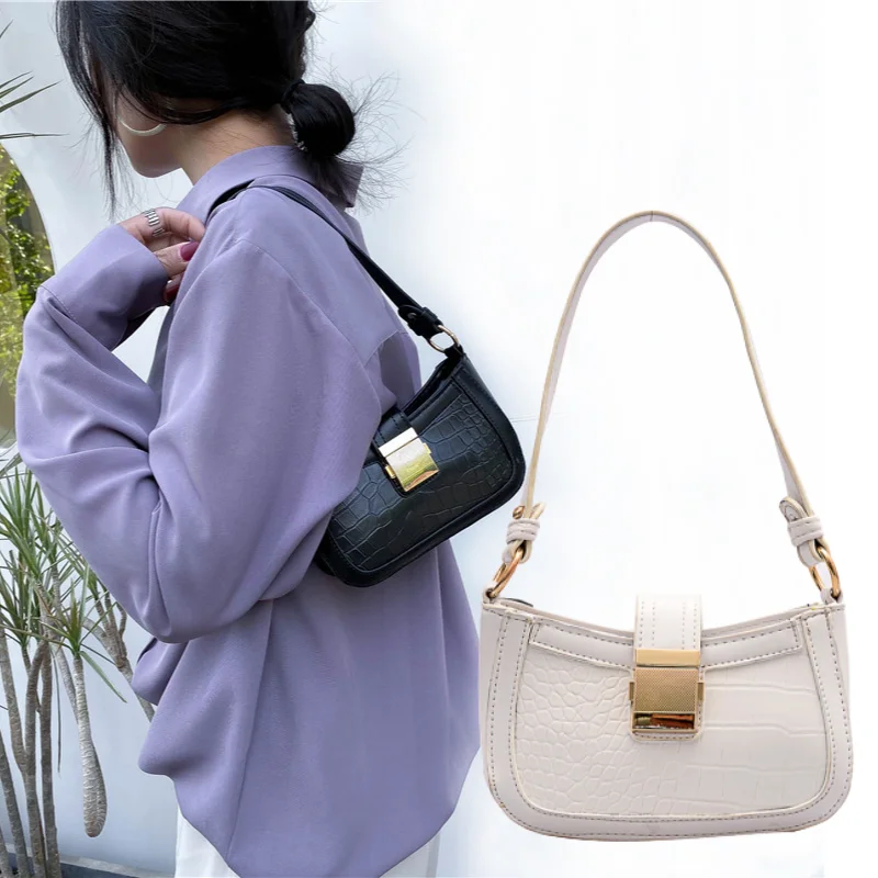 Women's handbag 2020 fashion luxury leather crocodile pattern baguette white perfume shoulder underarm bag for women coin purse | Багаж и