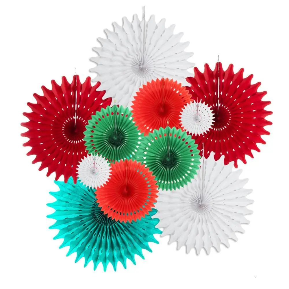 

Christmas Snowflake Decoration Tissue Paper Fans Set Cut-out Paper Decoration Pinwheels for Wedding Birthday Showers Decor