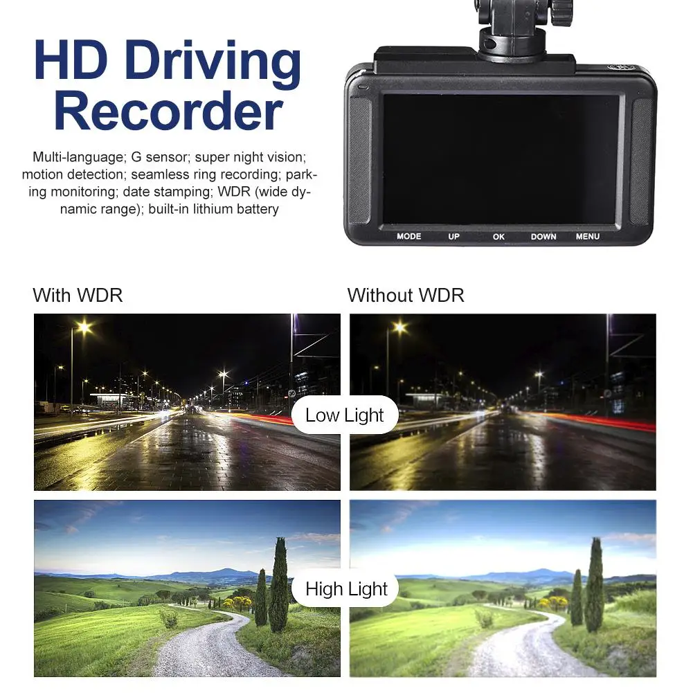 2019 Новые 3 дюймов ips Full HD 1080P вождение автомобиля Регистраторы Dashcam Видеорегистраторы для автомобилей вождения Регистраторы 170 градусов