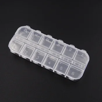 

12 Grid Empty Nail Art Plastic Box Case Storage Container for Rhinestones Storing False Glitter Rhinestones Shiny Sheets