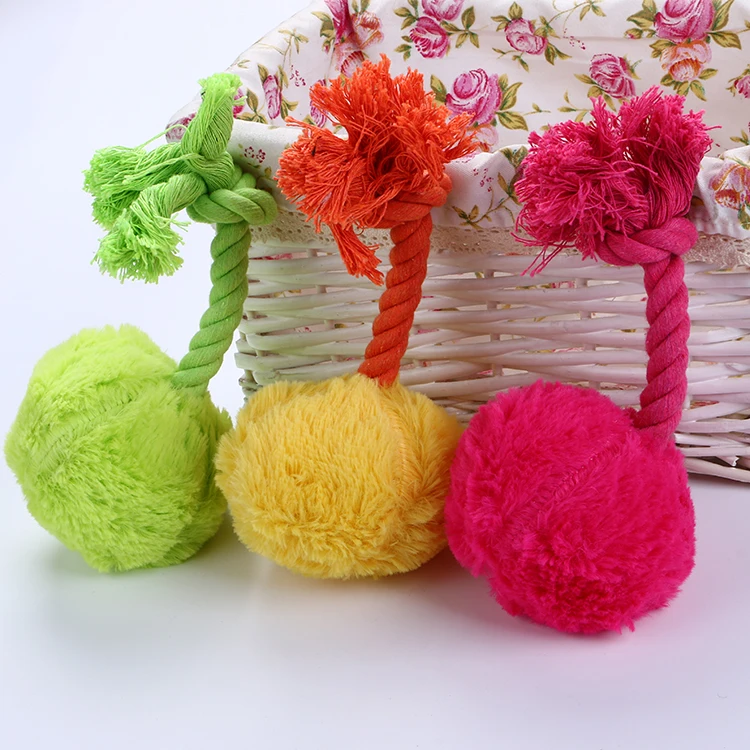 Candy Color Plush Ball With Cotton Rope Dog Chew Molar Toy Puppy Game Interactive Training Hight Quality Pet Products | Дом и сад