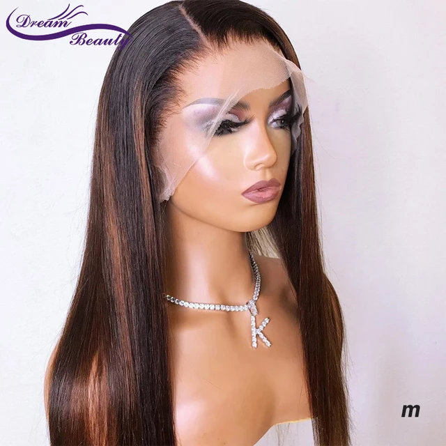 $US $53.90  13x6 Straight Lace Front Human Hair Wigs Pre Plucked Baby Hair Ombre Highlights Brazilian Remy Lace