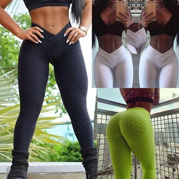 

Women Jacquard Fabric Leggings V Shape Waist Textured Pants Scrunch Butt Pants Workout Sexy Leggings Workout Sexy Leggings