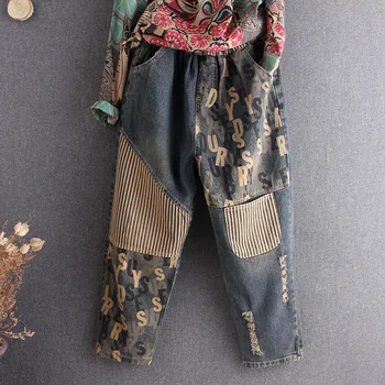 

women cotton dad jean harem pants ripped 2020 new arrivals spring vintage elastic streetwear oversized striped denim trousers