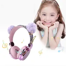 Cute Kids Wired Headphone with Microphone Girls 3 5mm Music Headphones Girl Cat Stereo Phone Gamer Gift Earphone Computer M C2N1