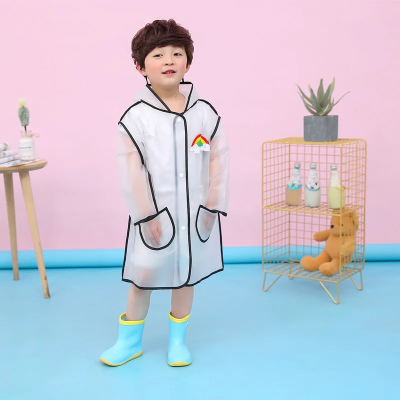 New children's cute long transparent raincoat, waterproof animal