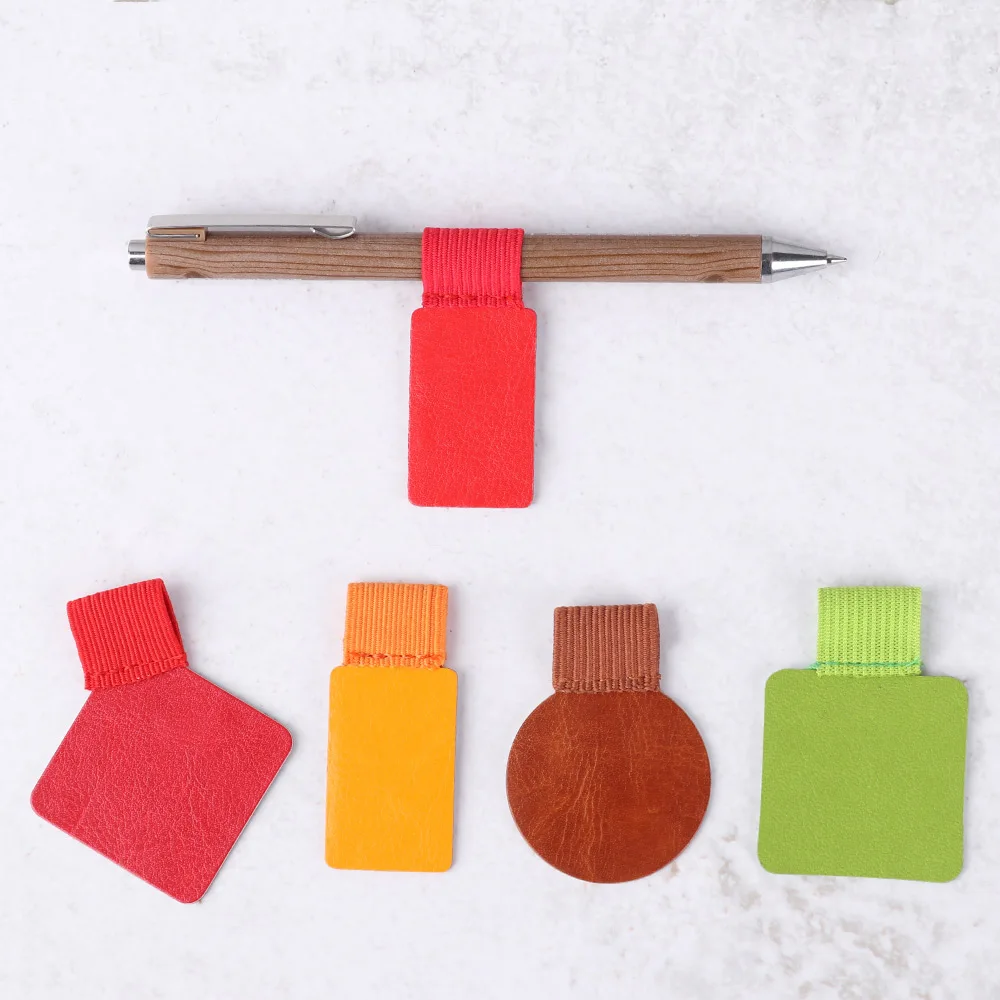 1/4pcs PU Leather Pen Holder Pen Clip Self-adhesive Pencil Elastic Loop for Notebooks Journals Clipboards