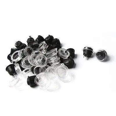 

30Pcs 6A 250VAC 10A 125VAC SPST Black Button Round Boat Rocker Switch w Cap
