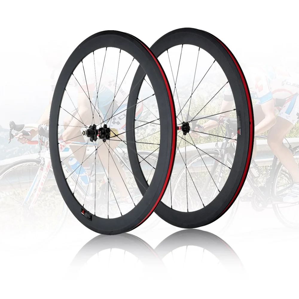 Sale Matt 700C Road Bike Wheelsets 3K Full Carbon Bicycle Wheel 50mm Clincher Rim+Spokes+Hub+Quick Release Lever Skewers+Brake Pads 2 Sale Matt 700C Road Bike Wheelsets 3K Full Carbon Bicycle Wheel 50mm Clincher Rim+Spokes+Hub+Quick Release Lever Skewers+Brake Pads 2