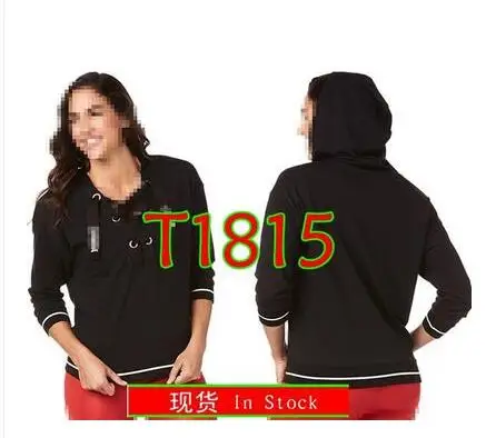 T1815 black Новое поступление женские топы, Одежда Женское пальто на шнуровке пуловер свитшот худи T1815 - Цвет: T1815 black