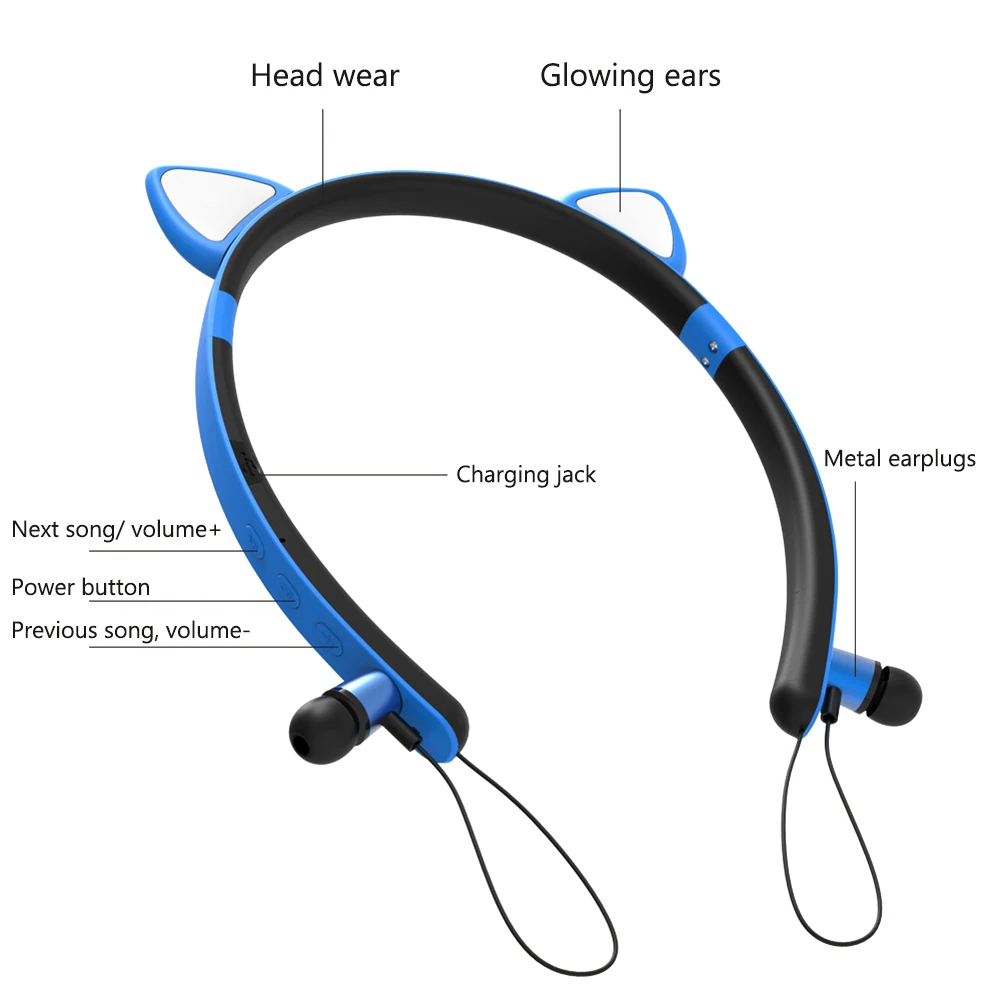 Girls Magnetic Absorption Luminous Cat Ear Noise Cancelling Led With Mic Cute Bluetooth 5 0 Gift HiFi Stereo Wireless Headphones