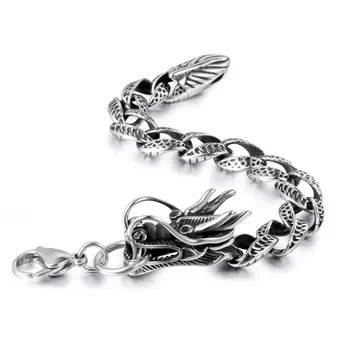 

Hemiston Hot Selling Simple Personality Titanium Steel Dragon Bracelet Stainless Steel Couple Bracelet