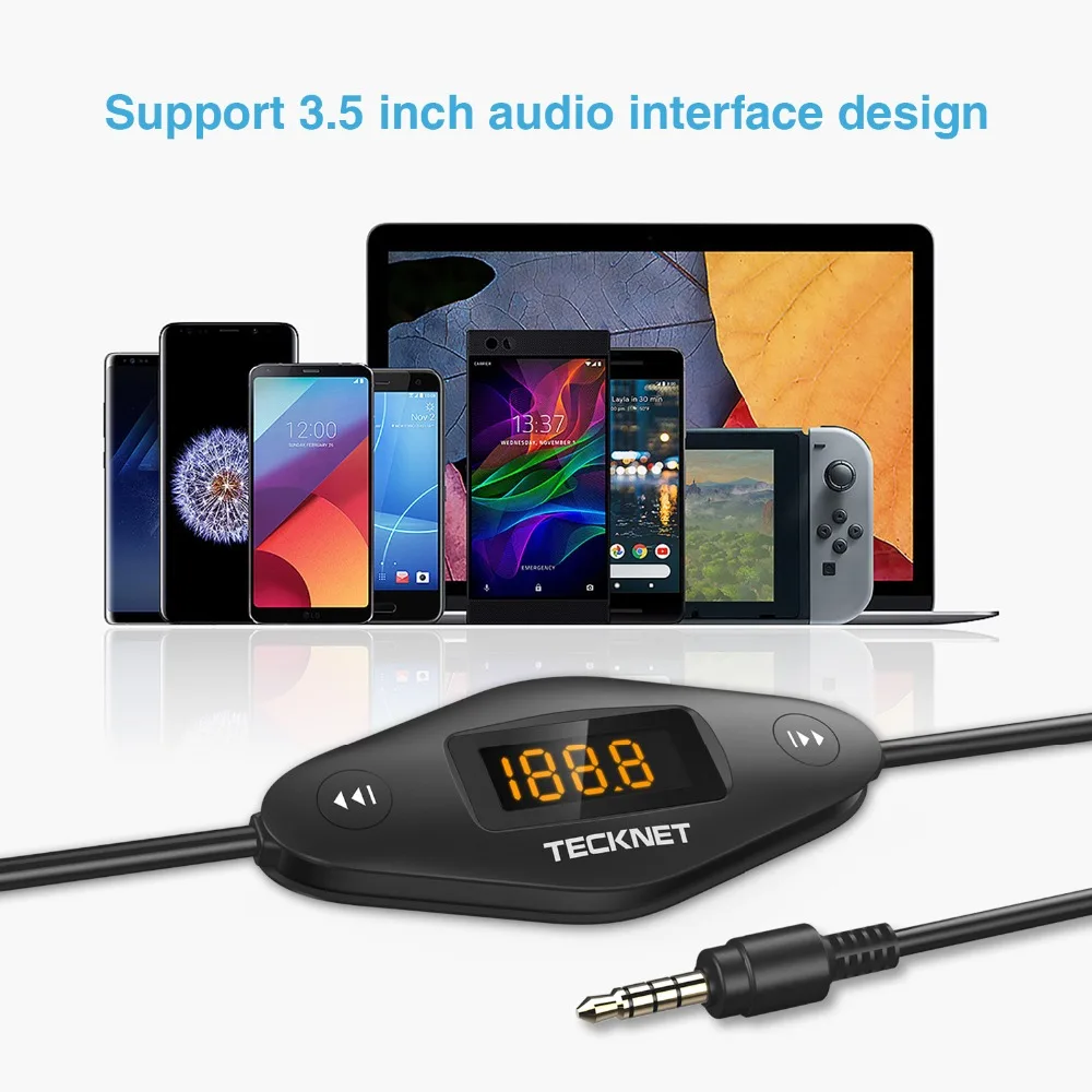TeckNet Универсальный USB Комплект автомобильного зарядного устройства громкой связи беспроводной fm-передатчик MP3-плеер 3,5 мм аудио разъем USB Автомобильное зарядное устройство