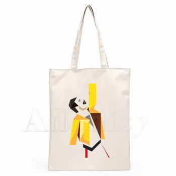 

The Queen Band Freddie Mercury Print Reusable Shopping Bag Women Canvas Tote Bags Printing Eco Bag Cartoon Shopper Shoulder Bags