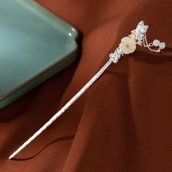 

925 Sterling Silver Hair Stick for Women Vintage Style Hairpin Plum Blossoms Hair Accessories Femme Headwear Jewelry Gift