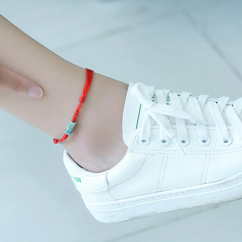 

Concentration Luck Emerald Ethnic-Style Anklet Needlework Rope Chain Men's Simple Year of Fate-2019 New Style