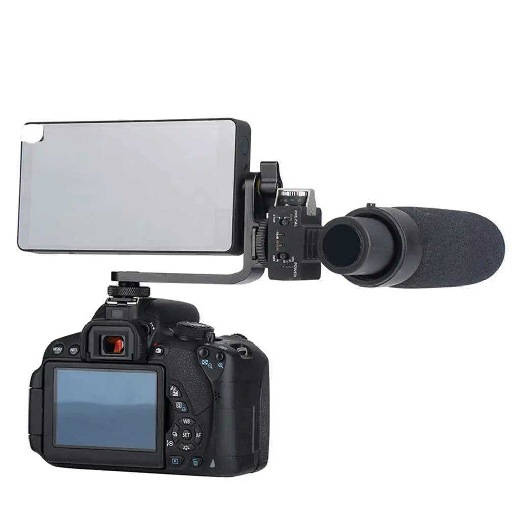 Mic Stand L кронштейн держатель с зажимом для камеры для монитора Gimbal светодиодный видео микрофон с подсветкой крепление с 2 холодными башмаками для DSLR камеры
