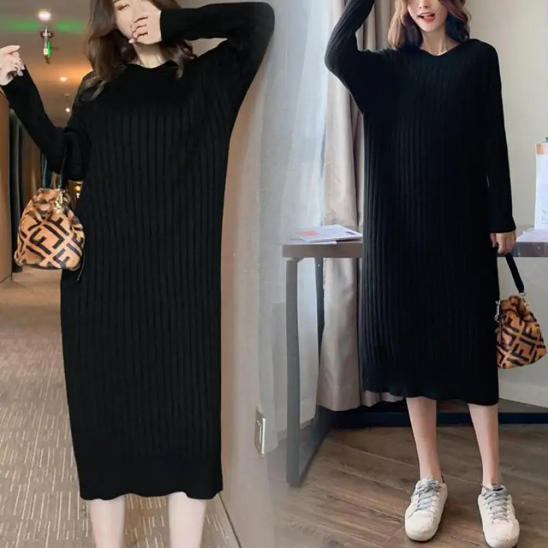 

Autumn Pregnant Dress Women's Dress Maternity Big Size Winter Women Sweater Dress Pregnancy Long Style Sweater Dress 1661042