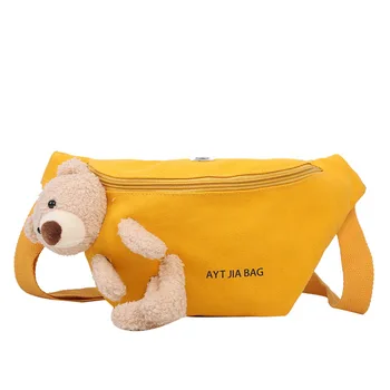 

Fanny Pack Women's Waist Bag Canvas belt chest bag fashion cute Bear waist pack for girls teenage Banana BumBag phone pouch