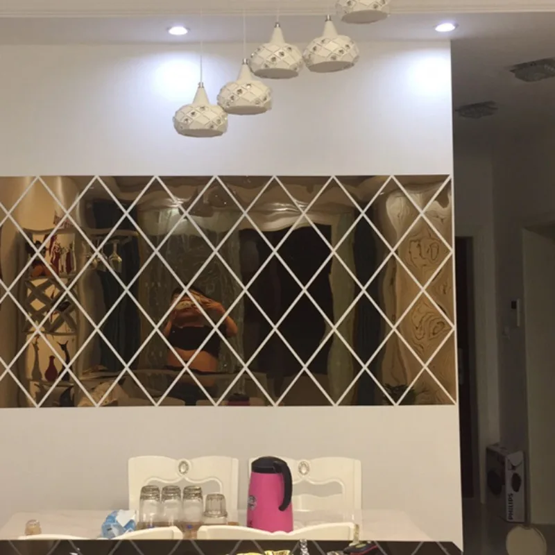 Зеркальные наклейки алмазные сплайсированные Самоклеющиеся съемный акриловый зеркальные листы настенные наклейки домашний художественный номер спальня фон D
