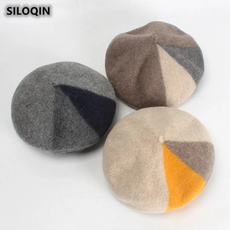 SILOQIN шерстяной берет для женщин осень зима новые модные теплые береты складные женские бренды для отдыха спортивные зимние шапки
