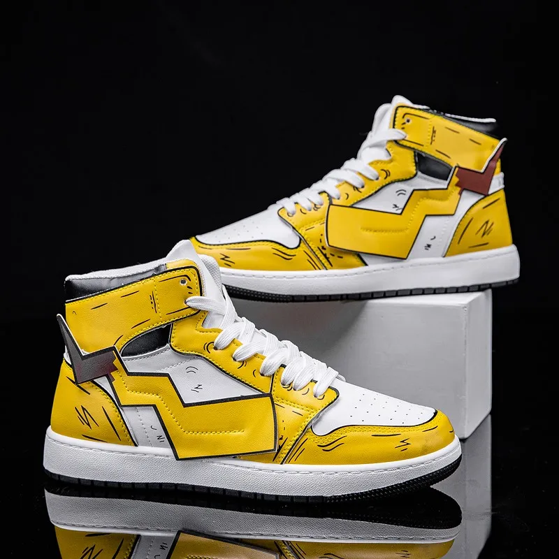 Lka vs Pikachu - Strnka 7 Men-s-Pikachu-Shoes-Sneakers-Autumn-Winter-PU-Leather-Classic-High-Top-Men-Vulcanized-Shoes-Casual