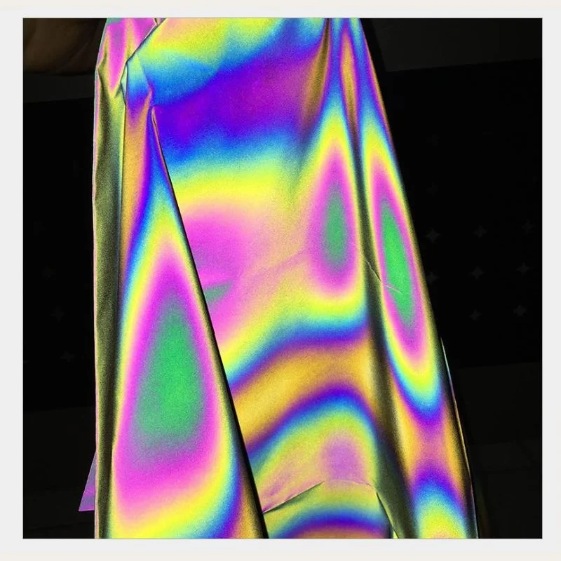 Accesorios para ropa reflectante de arco iris, 50cm x 140cm, Retro, brillante, Color degradado mágico, DIY