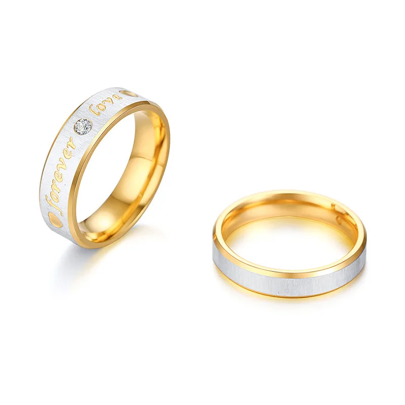 Обручальное кольцо с гравировкой сердца Fashion Forever Love Couples Золотое обручальное из
