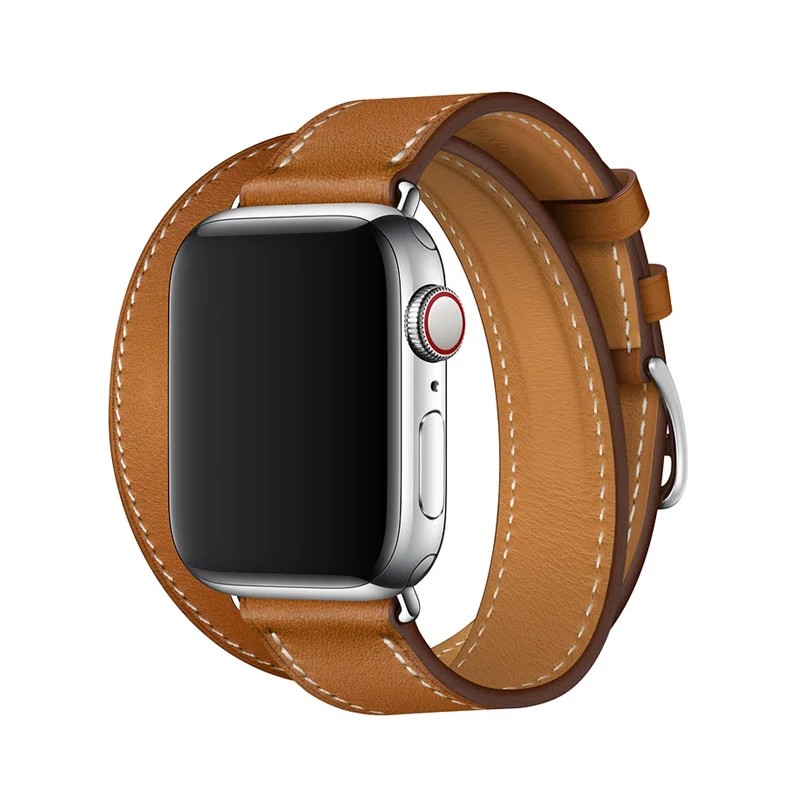 4 Двойной тур ремешок для Apple watch band Apple watch 4 5 band 40 мм 44 мм iWatch 3 band 42 мм 38 мм браслет из натуральной кожи ремешок для часов - Цвет ремешка: 4