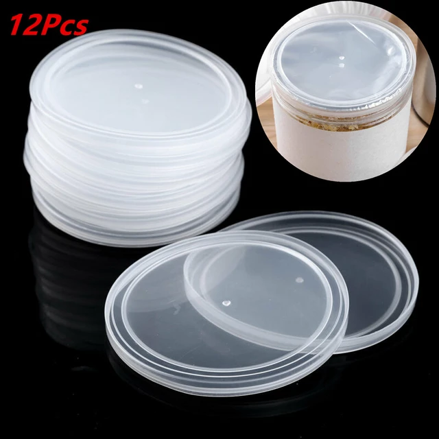 12pcs Round Clear Plastic Container With Lid 